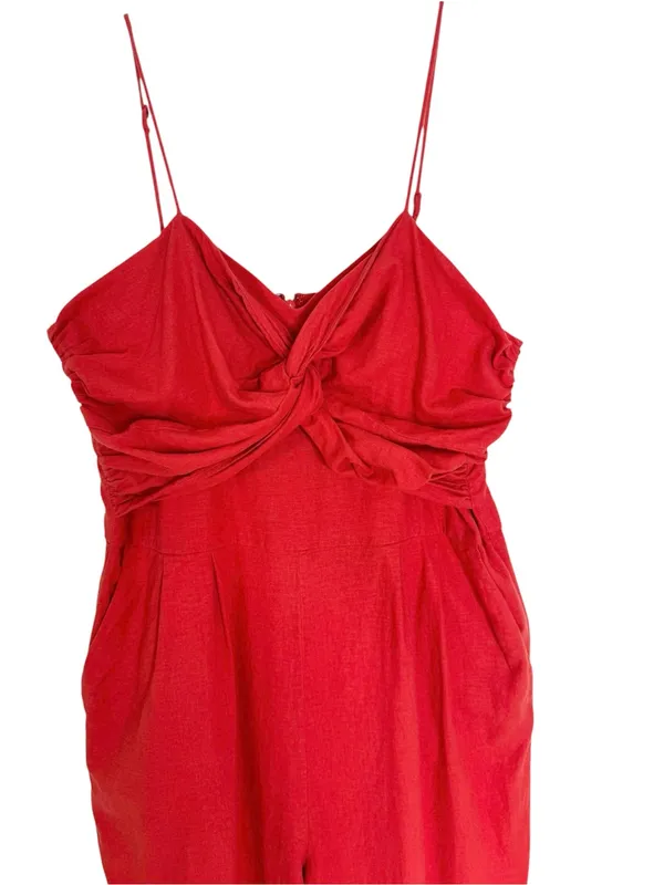 FARM RIO Cherry Red Linen Jumpsuit Size L - Image 7