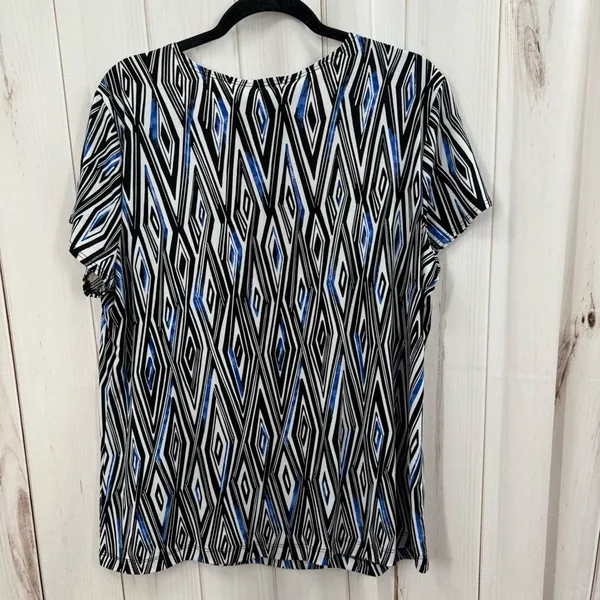 Chico’s Travelers Women’s 3 Black white Blue Slinky Stretchy Top - Image 3