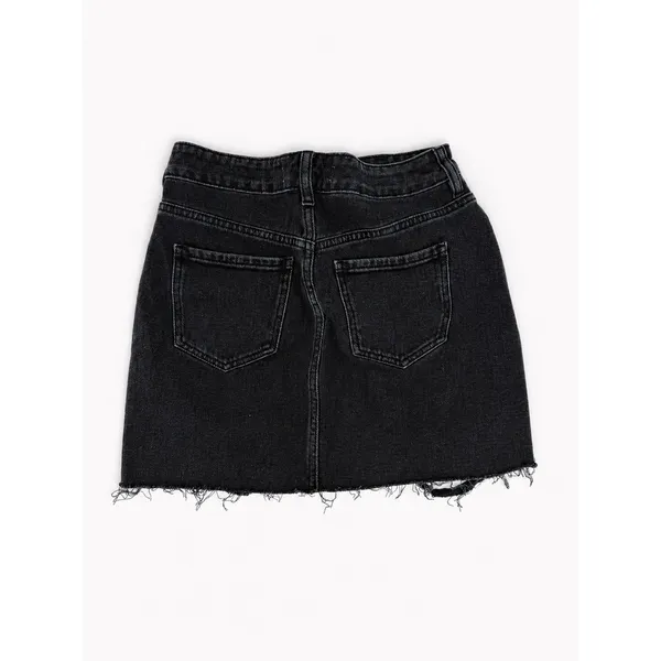 PacSun Black Distressed Denim Mini Skirt | Raw Hem High Rise Size 24 - Image 2