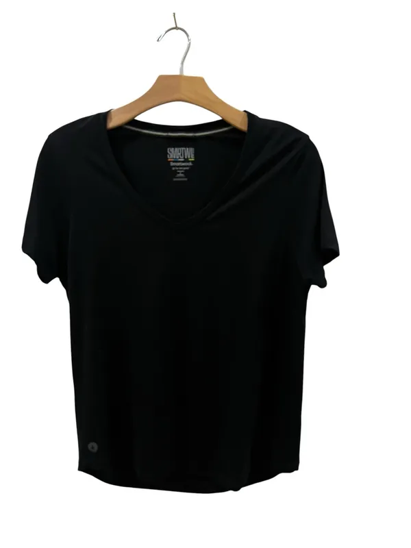 Smartwool Active Ultralight Black V-Neck Short Sleeve Tee Top Women’s Large - Image 12