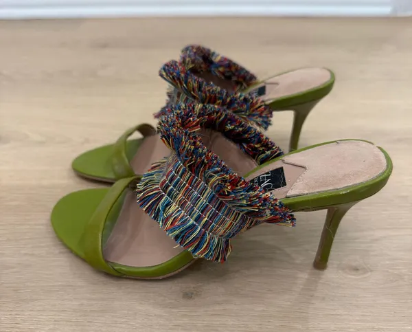Zac Posen Multicolor Fringe Green Heels - Image 3