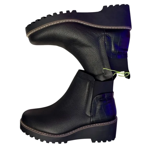 Rampage Sacha Black Ankle Wedge Boots Size 10 - Image 7