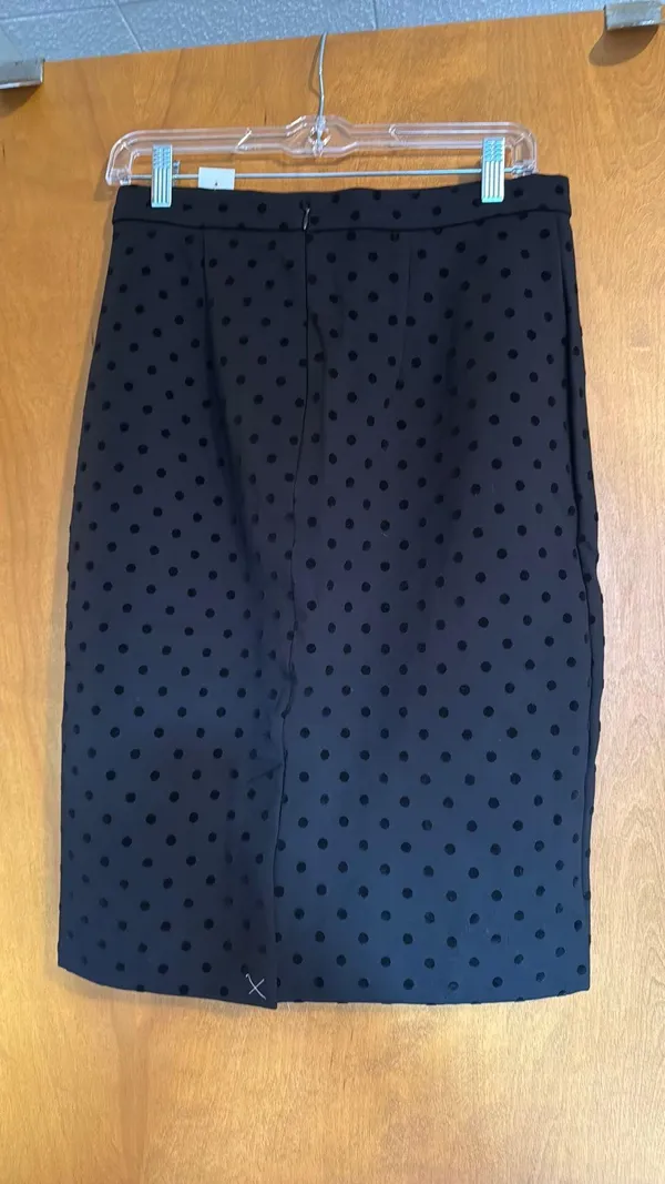 Ann Taylor Pencil Skirt Black Dot Stretch 6 - Image 2