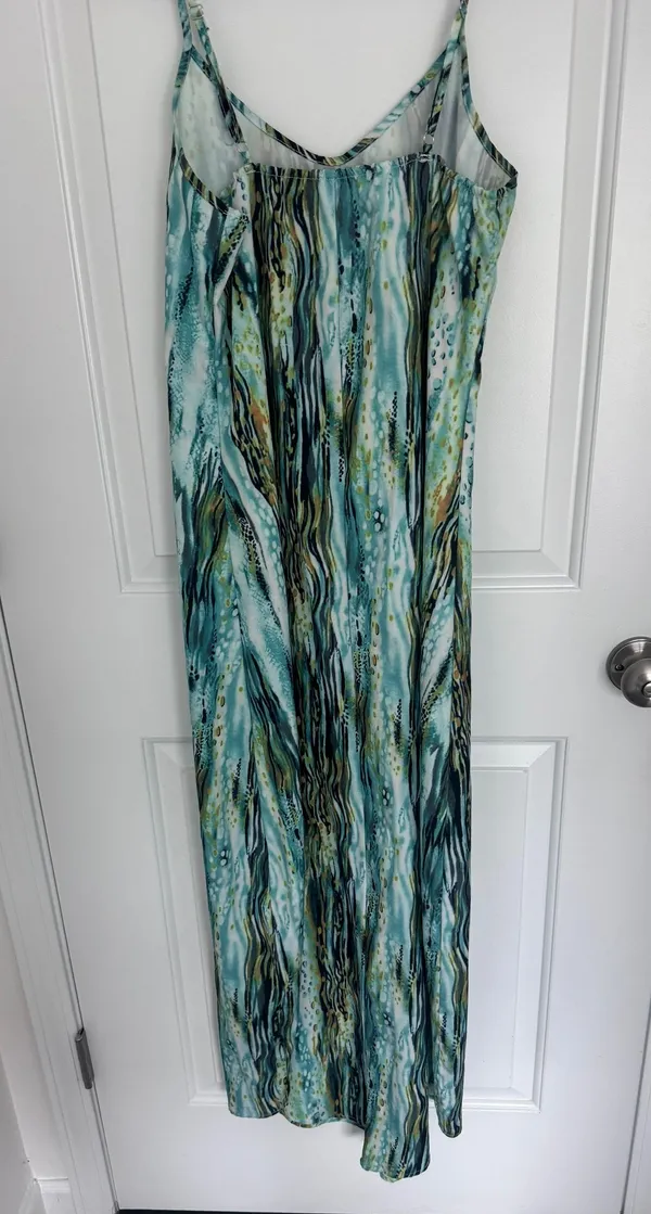 SheIn Green And Teal Printed Maxi Dress  - Image 2