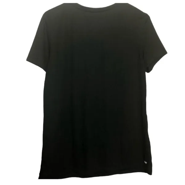 Danskin Now Women’s Short Sleeve Black Graphic V-neck Athletic Workout Tee Sz L - Image 8