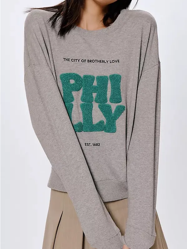 Maeve x Kaylee Watai Philly Graphic Sweatshirt Gray Green Crewneck Pullover S - Image 2