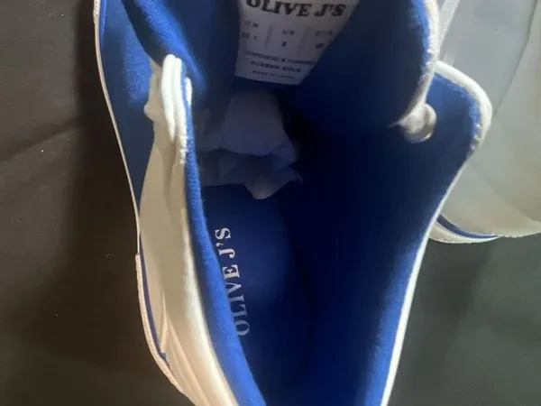 Olive J's Blue and White Canvas High Top Sneakers sizes 5-7-5 - Image 6