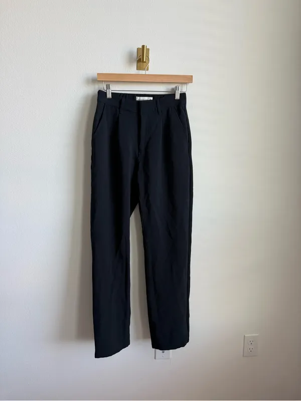 Abercrombie & Fitch High Rise Straight Leg Trousers Black Pull-On Dress Pants XS - Image 2