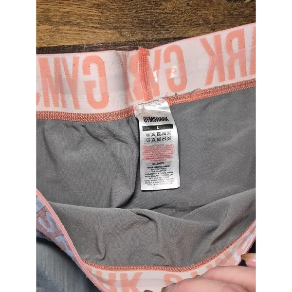 Gymshark Gray Leggings with Pink Logo Waistband Large - Image 3