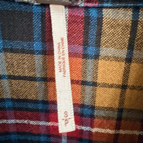 Free People Plaid Button Down Shirt‎ Multicolor Flannel Womens Small- Fall Cozy - Image 4