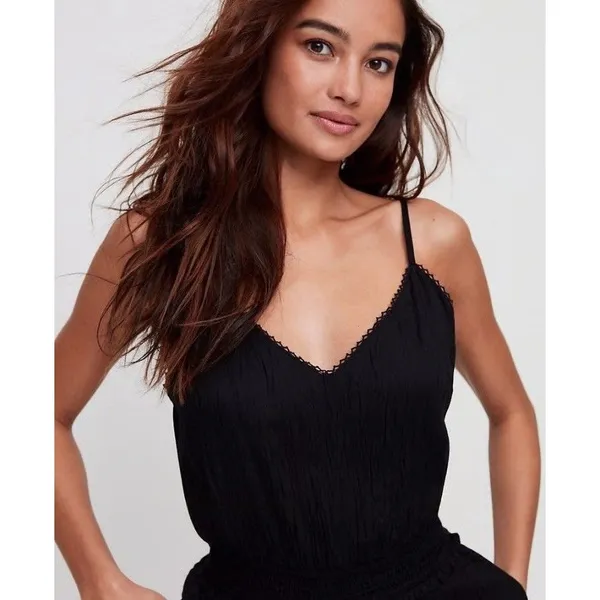 Wilfred Aritzia Irene Jumpsuit Size M Boho‎ Black Side Button Cinched Waist - Image 3
