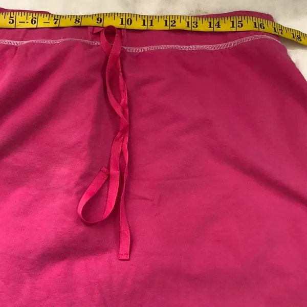 Nike 2000s Y2K Pink cotton mini tennis sport active fitted skort skirt w/shorts white contrast stitching drawstring Size XL-has stretch. Measurements in pics - Image 5