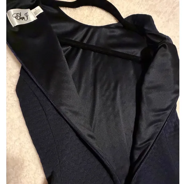 Eliza J Navy‎ Blue Colorblock Textured Honeycomb Fit & Flare Dress Size 6 - Image 13