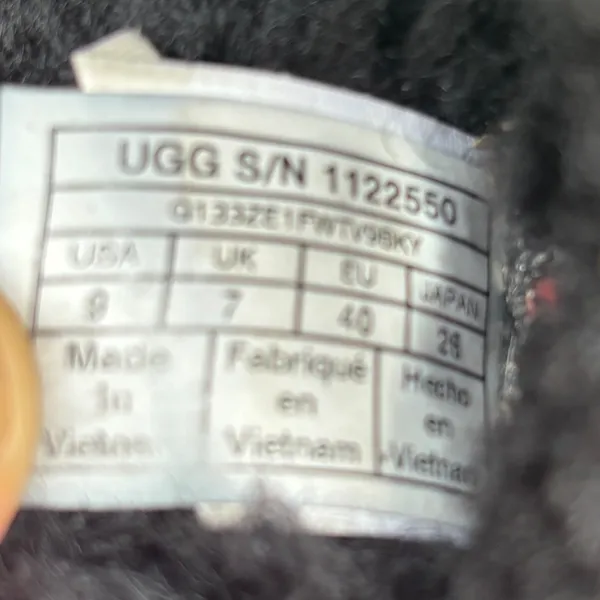 UGG Disquette Black Suede Platform Sheepskin Slippers Womens 9 - Image 8