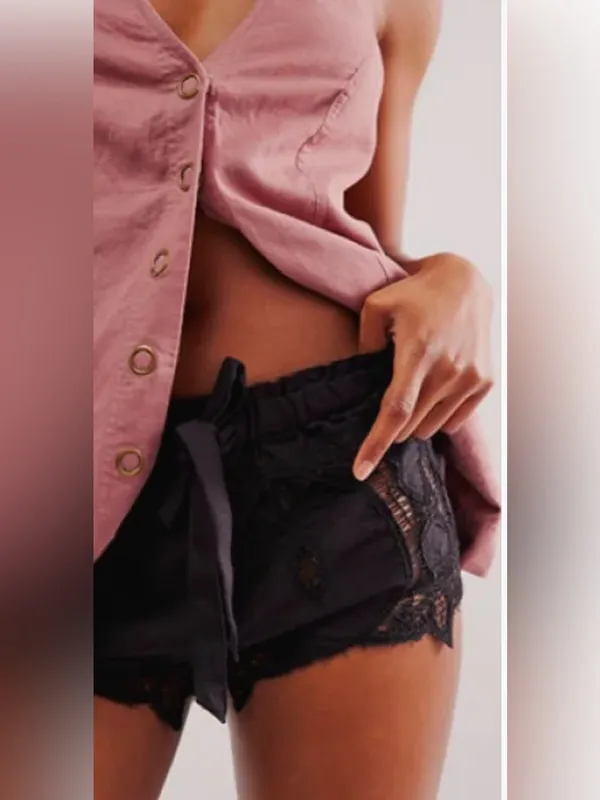 The Free People Intimately Brittany Micro Shorts size Large in Black - NWOT! - Image 2