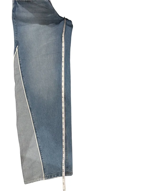 Wild fable denim jeans relaxed straight mid rise 2-tone contrast side panel - Image 8