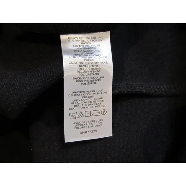 Ann Taylor Factory Black Top Faux Leather Trim V‑Neck Long Sleeve NWT Women’s L - Image 9