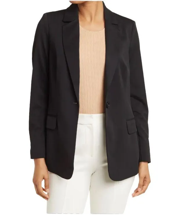 Adrianna Papell Twill One Button Blazer in Black Size Large - Image 2