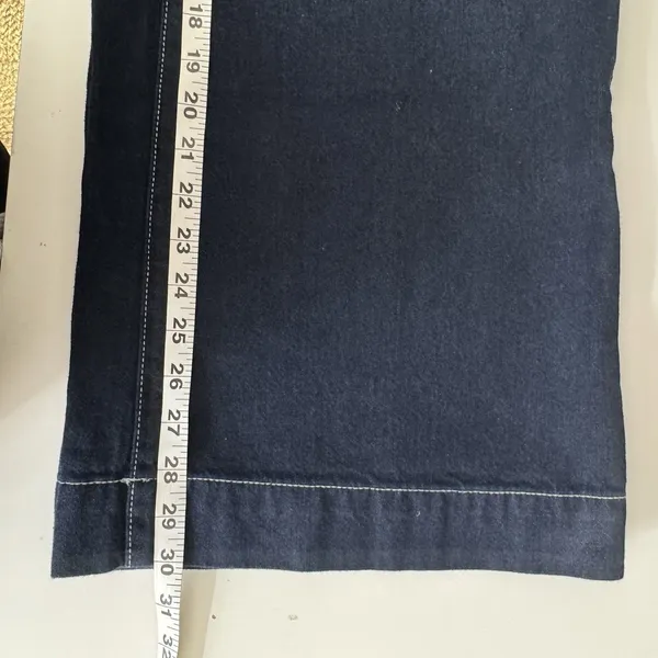 Forever 21 Wide Leg Jeans Womens Sz 27 Dark Wash Contrast Stitch Low Rise Boho - Image 10