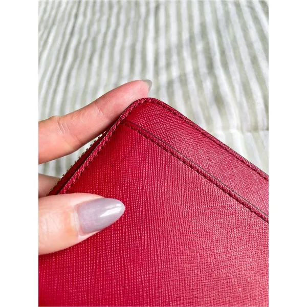 Kate Spade Cameron Large Zip Around Wallet Rosso Red Colorblock Accordion - Image 6