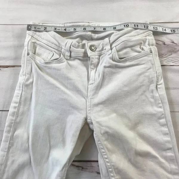 ZARA Women Basic White Denim Straight Fit Jeans - Image 7