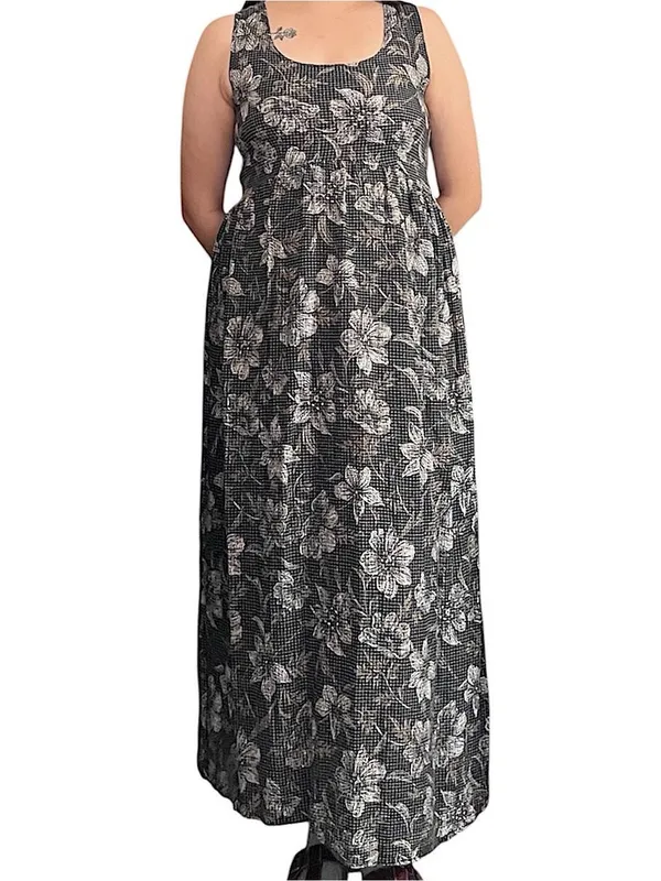Vintage Gray floral maxi dress. - Image 2