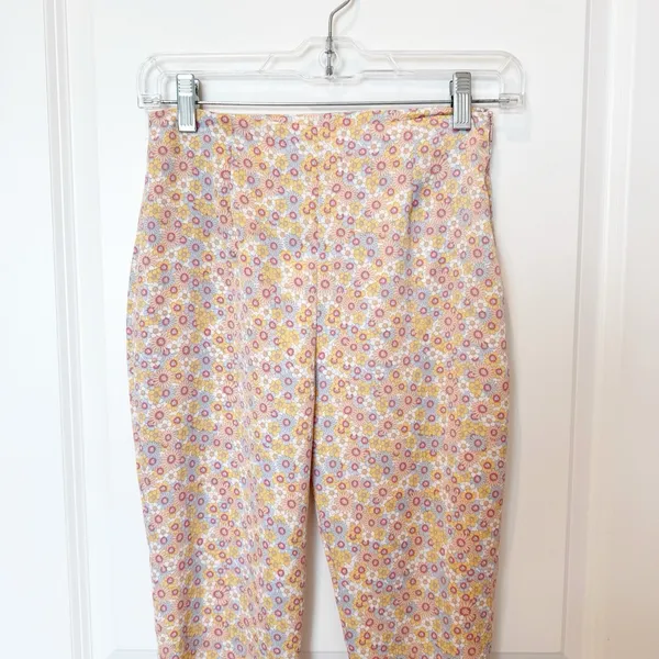 Zara Womens Satin Flare Pants Size Small Festival Hippie Disco Pastel Florals - Image 2