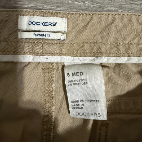 Vintage Dockers‎ Womens Size 8 M Khaki Cargo Pants Favorite Fit Straight Leg Tan - Image 3
