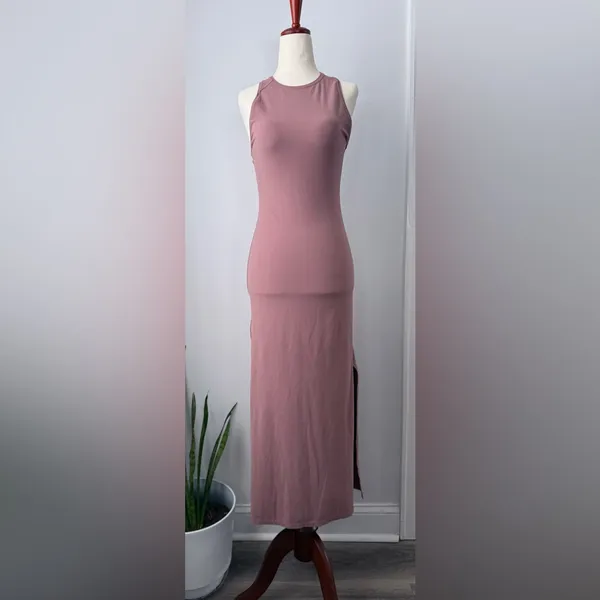 lululemon Align Dress in Mauve Pink Maxi with Slit Size 4 Get Going Slim Fit - Image 2