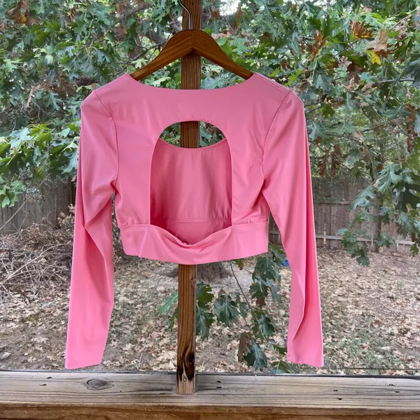 Offline By Aerie Women's Pink Long Sleeve Open Back Top Size L - Image 2