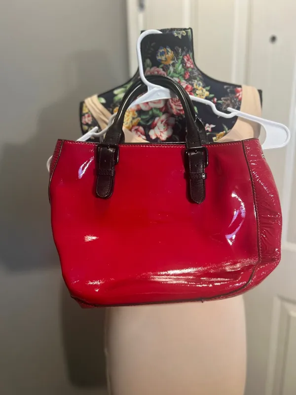 Kate Spade Red Patent Leather Satchel Handbag CA57710 Sylvie Tote Bag No Strap - Image 3