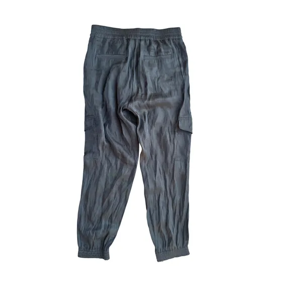 Anthropologie Green Satin Cargo Jogger Pants Women Small Utility Streetwear - Image 2