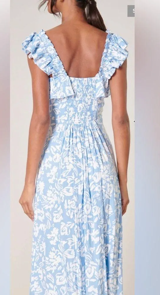Sugarlips Allegra pattern dress white and blue Medium - Image 3