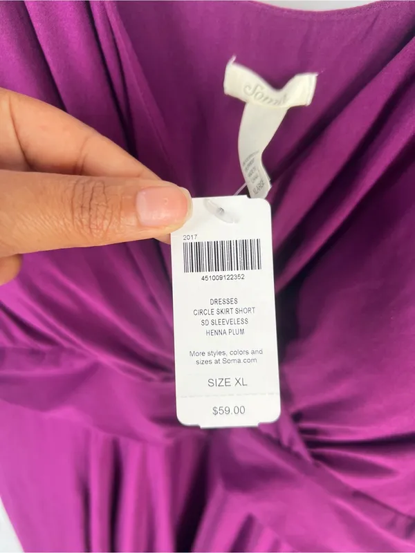 NWT Soma Draped Waist Henna Plum Soft Dress XL - Image 4