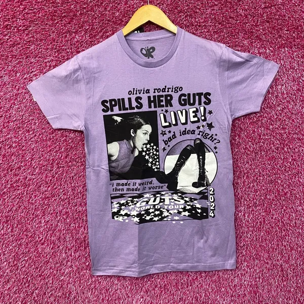 Olivia Rodrigo Spills Her Guts Live Purple T-Shirt Medium - Image 3