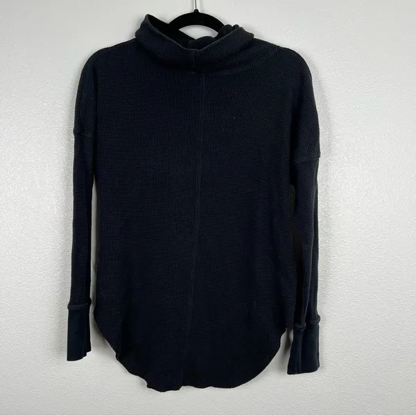 ARITZIA The Group Babaton Waffle Knit‎ Long Sleeve Turtleneck Black Sz M - Image 7