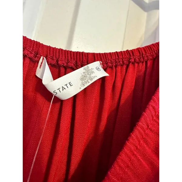 Altar'd State Mini Dress Cottagecore Red Smocked Tiered Long Sleeve‎ Medium NWT - Image 8