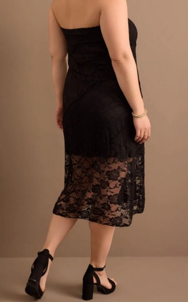 Altar'd State Arula Black Strapless Lace Midi Dress Plus Size B / 2X NWT - Image 2