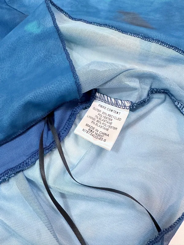 NWT Princess Polly Too Short Sheer Long Sleeve Top - Blue Tie Dye - 4 - Image 8