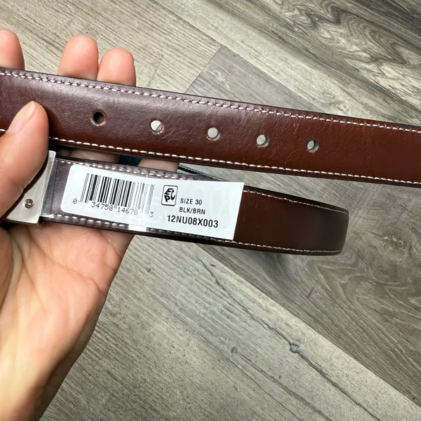Nautica Reversible men’s Belt Black Brown braided Leather Silver Buckle Size 30 - Image 3