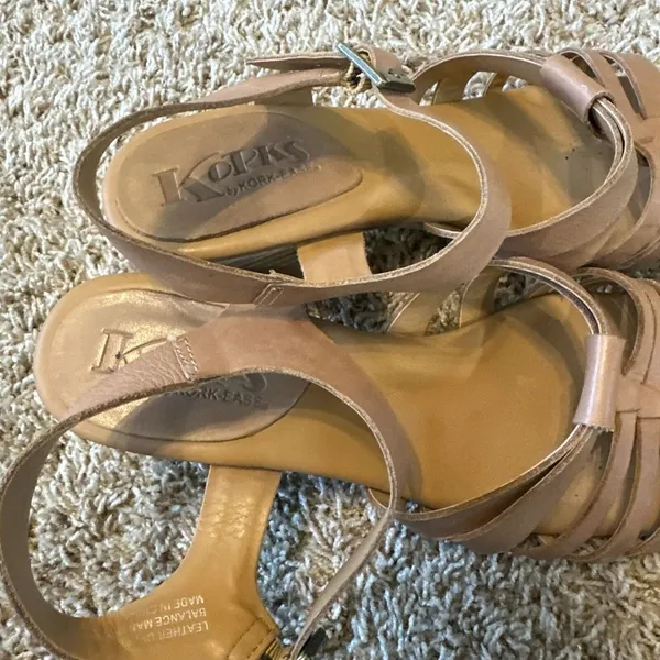 Korks Kork Ease Sandals Womens 8 Cilla Shoes Strappy Heel Tan Leather‎ Comfort - Image 6