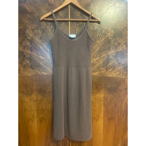 TRANSIT PAR SUCH Taupe Midi Sweater Slip Dress Size 1 MINIMALIST Comfy Cozy S - Image 2