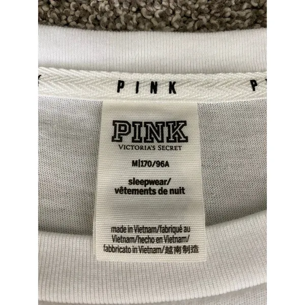 PINK Victoria’s Secret White Sleep Tee Lounge Pajama Top Medium - Image 3