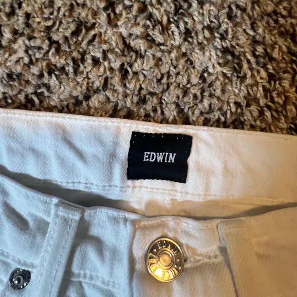 Edwin Womens White High Rise Straight‎ Leg Button Fly Denim Jeans Size 26 - Image 3