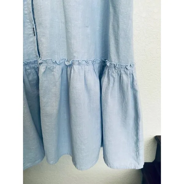 Light Blue Cotton Button Down Ruffled Hem Dress XXL - Image 10