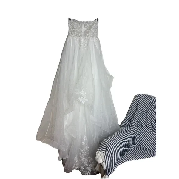 Lulus Mine, All Mine White Embroidered Organza Strapless A-Line Gown Size Medium - Image 5