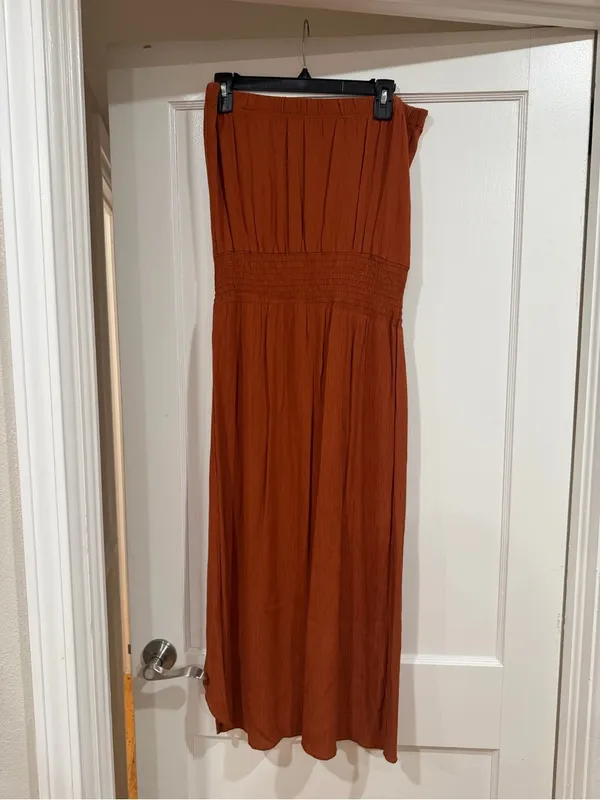 BECCA Strapless Maxi Coverup in Rust Orange​ - Image 7