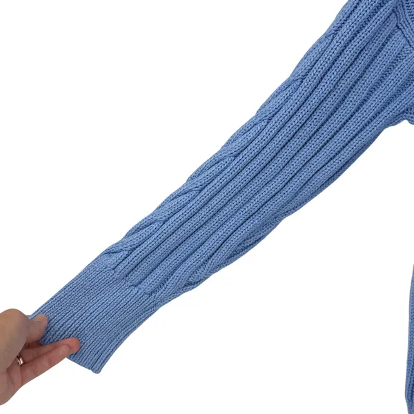 Banana Republic Love Blue Cable Knit Open Cardigan 100% Cotton Women's L - Image 3