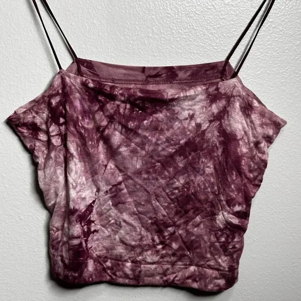 American Eagle Women Tie Dye Purple Crop Top Spaghetti Strap Size Large.‎ - Image 2