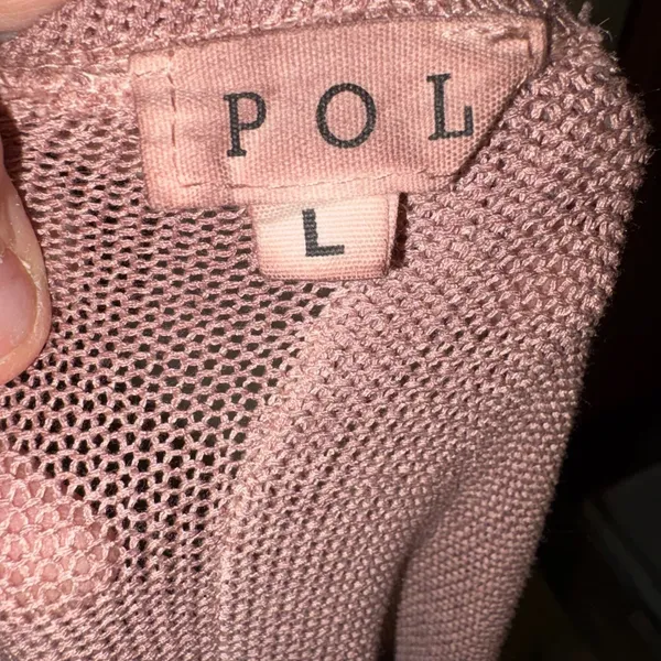 POL Size L Pink Distressed Camo Sleeve Mesh Knit‎ Long Sleeve Top - Image 5